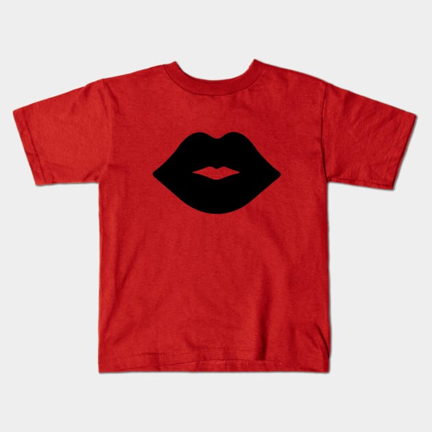 Kissing Lips - Black Kids T-Shirt by XOOXOO